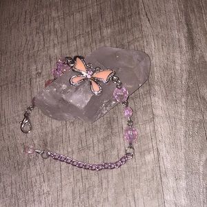 Pink Girly Butterfly Bracelet